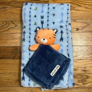 Chick Pea Baby Blanket Lovey Security Blanket Orange Tiger Plush Blue Arrows